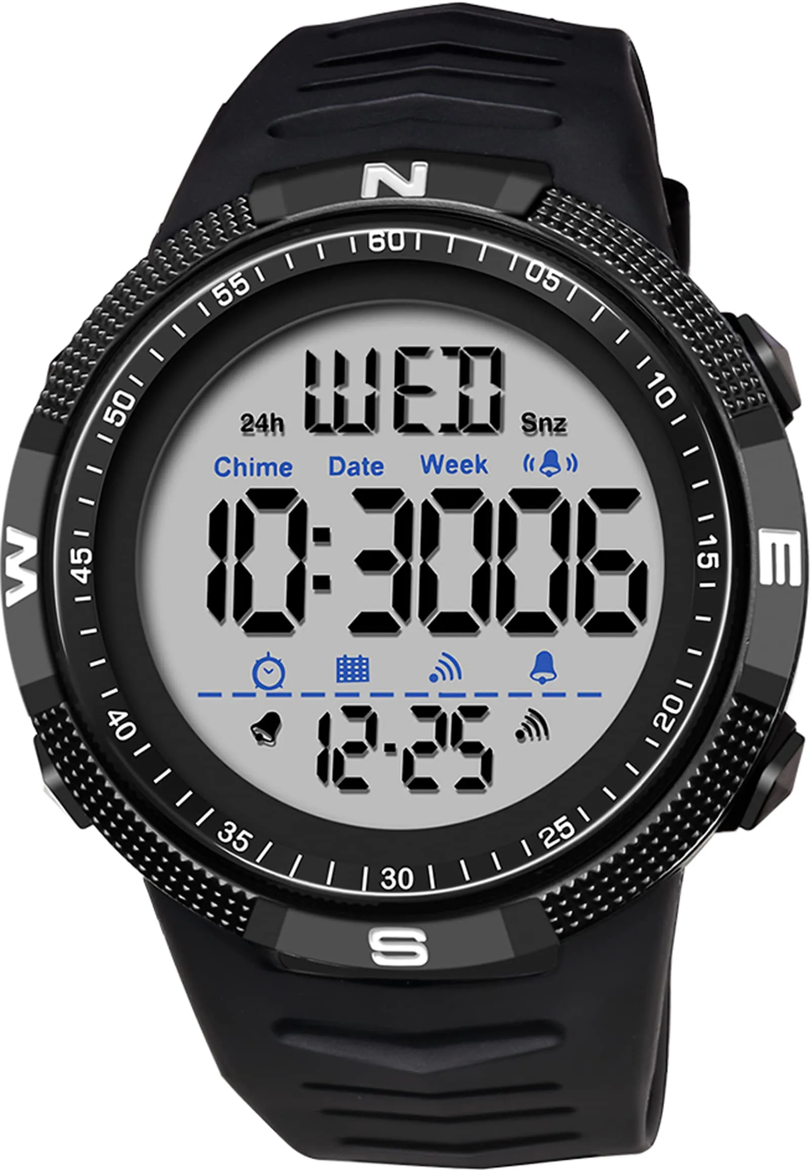 Findtime Mens Digital Sports Watch Dual Time Countdown Waterproof Stopwatch LED Screen Military Wrist Watches for Men