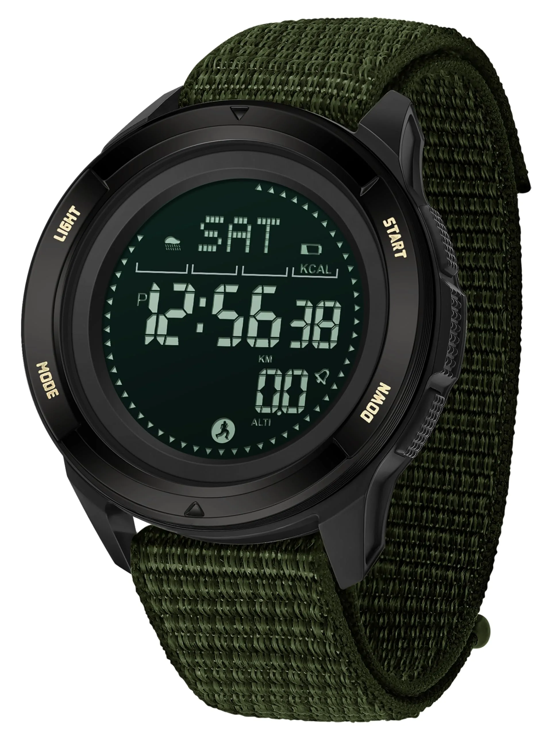 Findtime Military Watches for Men Digital Tactical Sports Compass Pedometer Calorie Step Counter Watch Waterproof Stopwatch Pacer Running Watch Alarm Electronic Nylon Strap