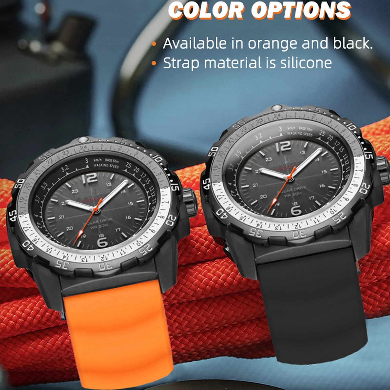 Findtime Solar Powered Watches for Men 5ATM Waterproof Diving LED Men's Wristwatch for Marathon Survival Swimming Military Tactical Field Watch