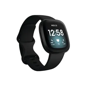 Fitbit Versa 3 Health & Fitness Smartwatch with GPS, 24/7 Heart Rate, Alexa Built-in, 6  Days Battery, Black/Black, One Size (S & L Bands Included)