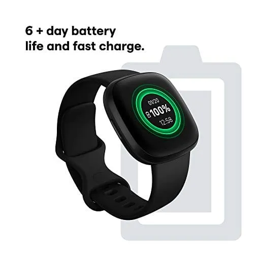 Fitbit Versa 3 Health & Fitness Smartwatch with GPS, 24/7 Heart Rate, Alexa Built-in, 6  Days Battery, Black/Black, One Size (S & L Bands Included)