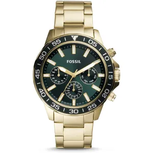 Fossil Bannon Multifunction Gold Stainless Steel Green Dial Chronograph Quartz Watch for Gents - Fossil BQ2493