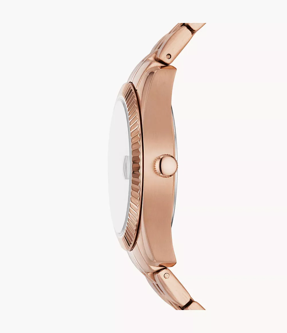 Fossil Scarlette Three-Hand Date Rose Gold-Tone Stainless Steel 32mm Ladies Watch