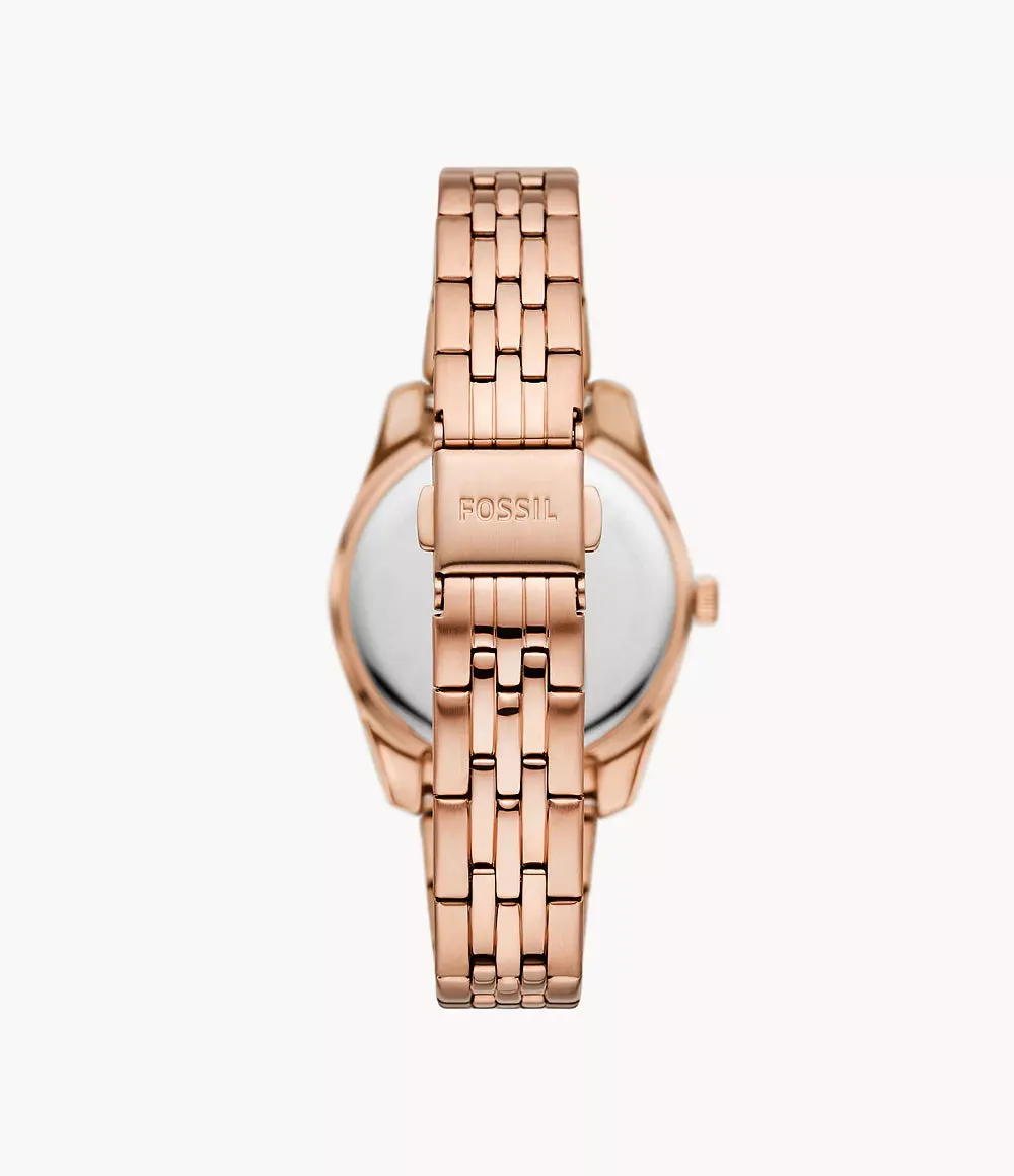 Fossil Scarlette Three-Hand Date Rose Gold-Tone Stainless Steel 32mm Ladies Watch
