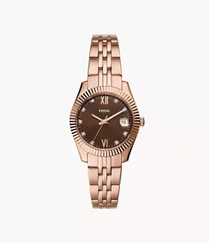 Fossil Scarlette Three-Hand Date Rose Gold-Tone Stainless Steel 32mm Ladies Watch