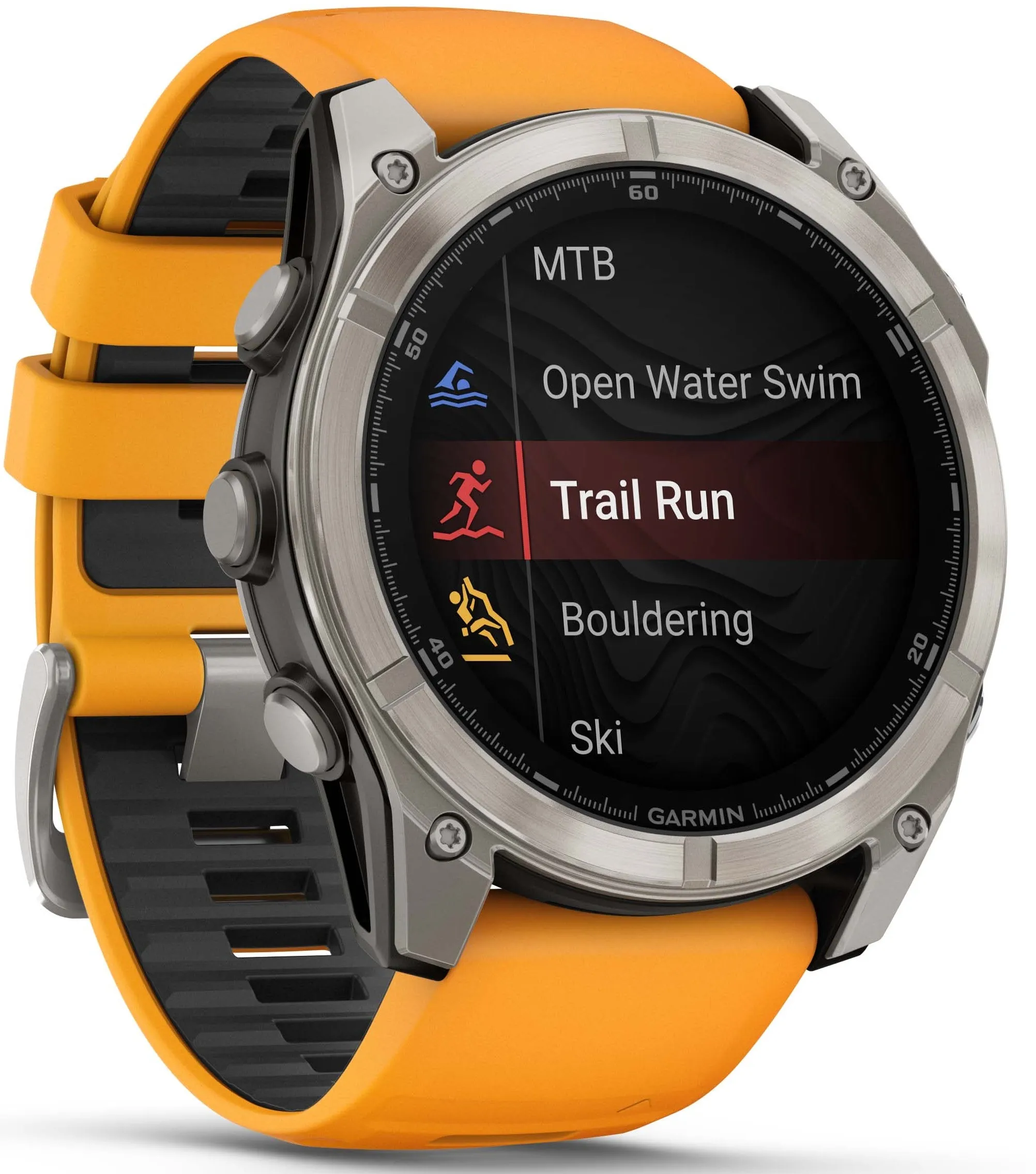 Garmin Fenix 8 51mm Sapphire AMOLED Graphite Spark Orange Titanium Silicone Watch