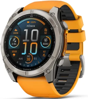 Garmin Fenix 8 51mm Sapphire AMOLED Graphite Spark Orange Titanium Silicone Watch
