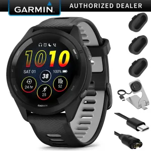 Garmin Forerunner 265 GPS Smartwatch - 46mm   Charging Dock   Dust Cover Bundle