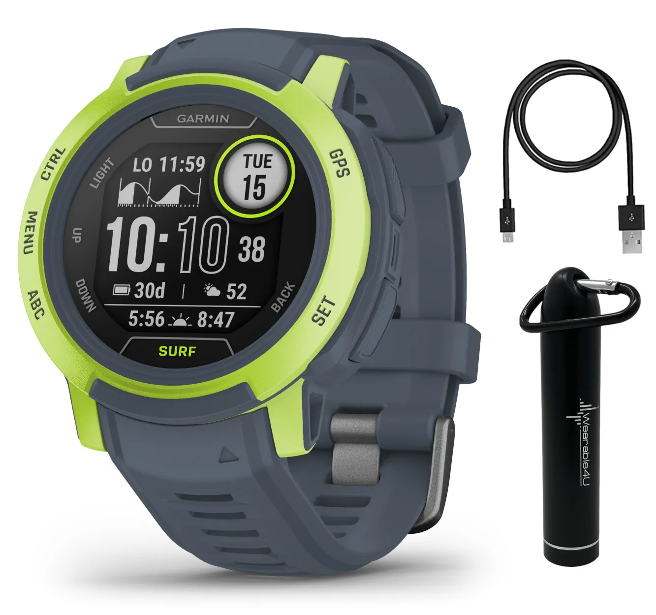 Garmin Instinct 2 GPS Rugged Outdoor Smartwatch with Wearable4U Power Bundle
