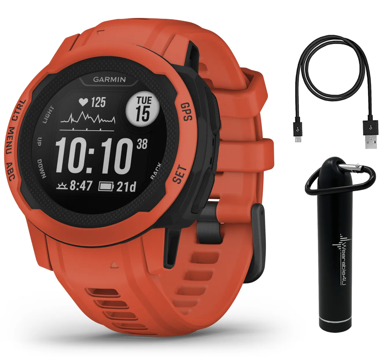 Garmin Instinct 2 GPS Rugged Outdoor Smartwatch with Wearable4U Power Bundle
