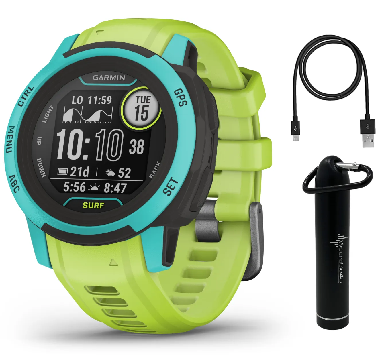 Garmin Instinct 2 GPS Rugged Outdoor Smartwatch with Wearable4U Power Bundle