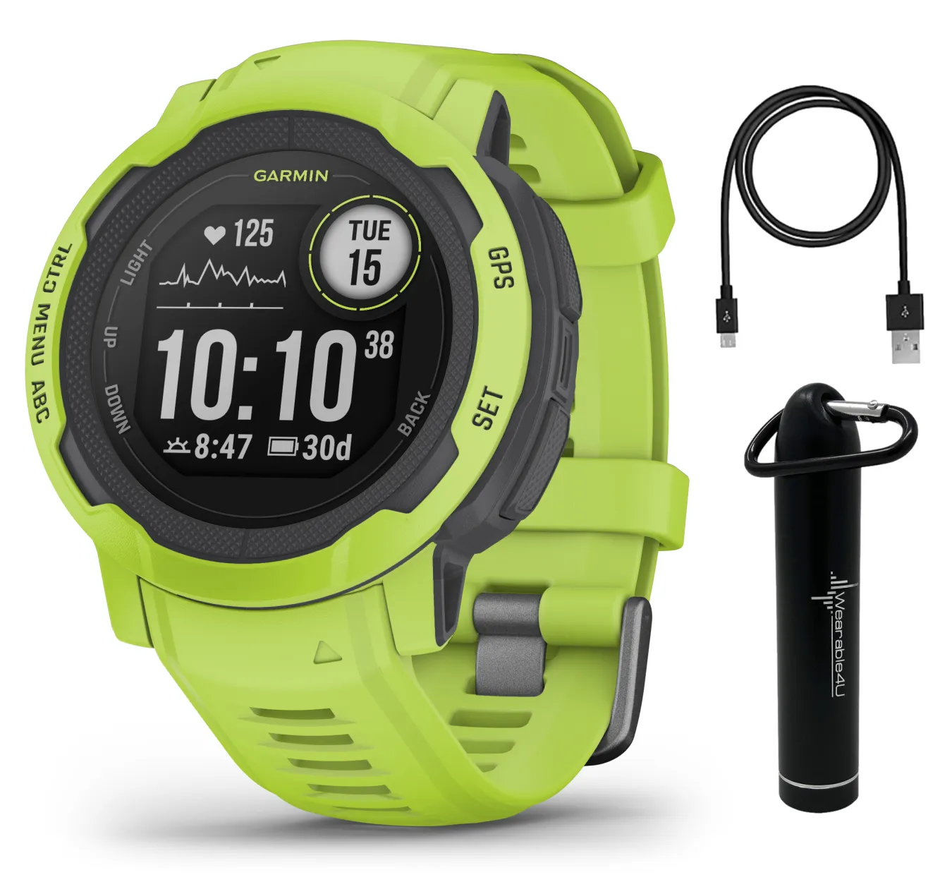 Garmin Instinct 2 GPS Rugged Outdoor Smartwatch with Wearable4U Power Bundle