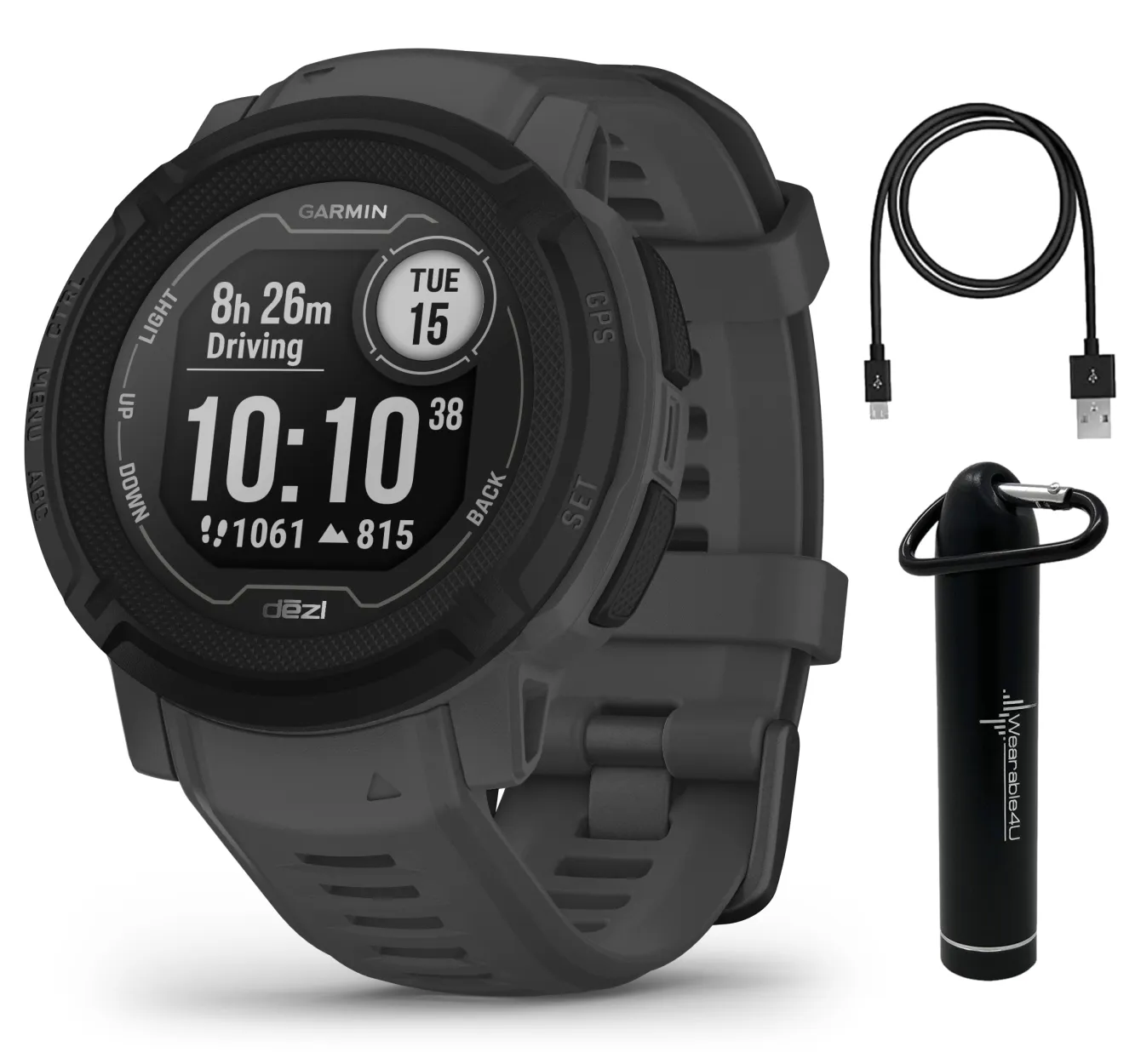 Garmin Instinct 2 GPS Rugged Outdoor Smartwatch with Wearable4U Power Bundle