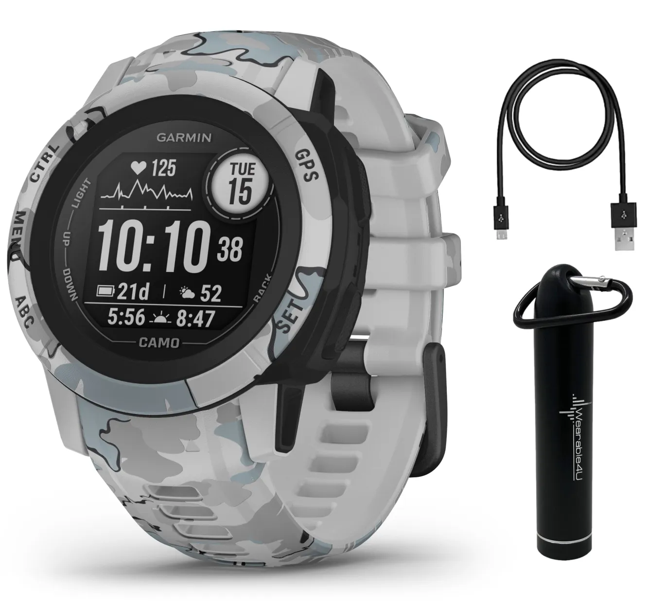 Garmin Instinct 2 GPS Rugged Outdoor Smartwatch with Wearable4U Power Bundle