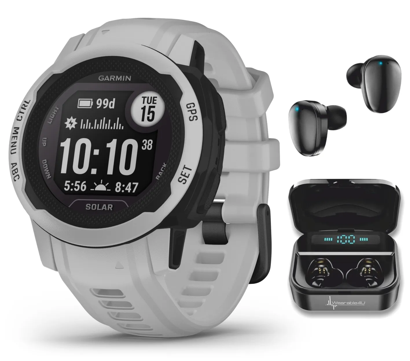 Garmin Instinct 2/2S GPS Rugged Outdoor Smartwatch with Wearable4U Black EarBuds Bundle