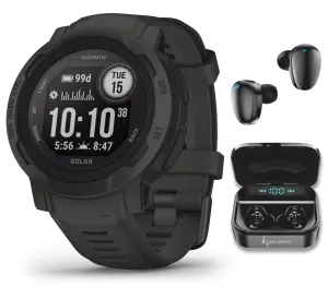 Garmin Instinct 2/2S GPS Rugged Outdoor Smartwatch with Wearable4U Black EarBuds Bundle
