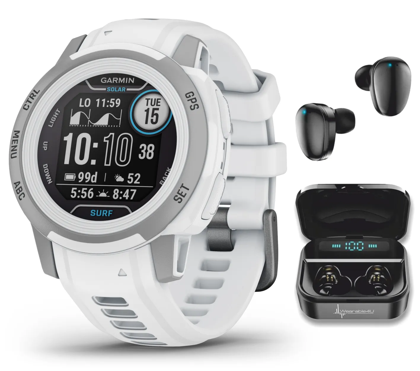 Garmin Instinct 2/2S GPS Rugged Outdoor Smartwatch with Wearable4U Black EarBuds Bundle