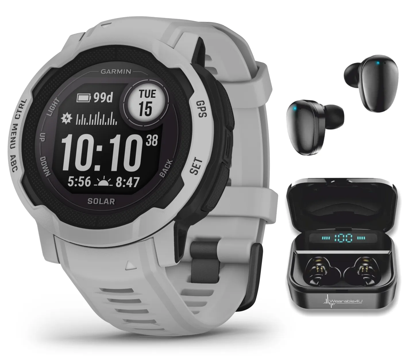 Garmin Instinct 2/2S GPS Rugged Outdoor Smartwatch with Wearable4U Black EarBuds Bundle