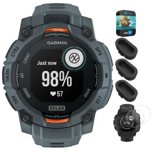Garmin Instinct 3 - 45 mm GPS Smartwatch SOLAR Twilight   2 Year Warranty Bundle