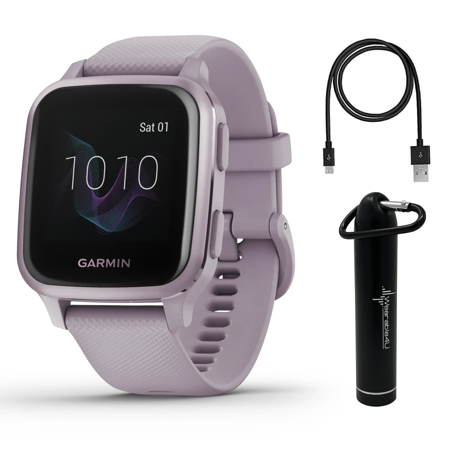 Garmin Venu Sq GPS Best Multisport Fitness Smartwatch with Wearable4U Power Bank Bundle