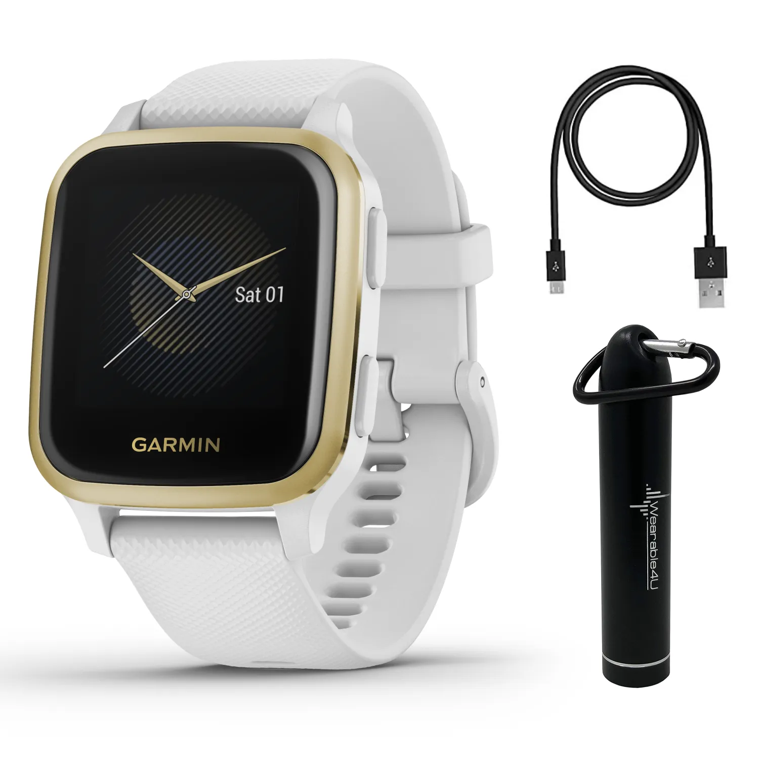 Garmin Venu Sq GPS Best Multisport Fitness Smartwatch with Wearable4U Power Bank Bundle