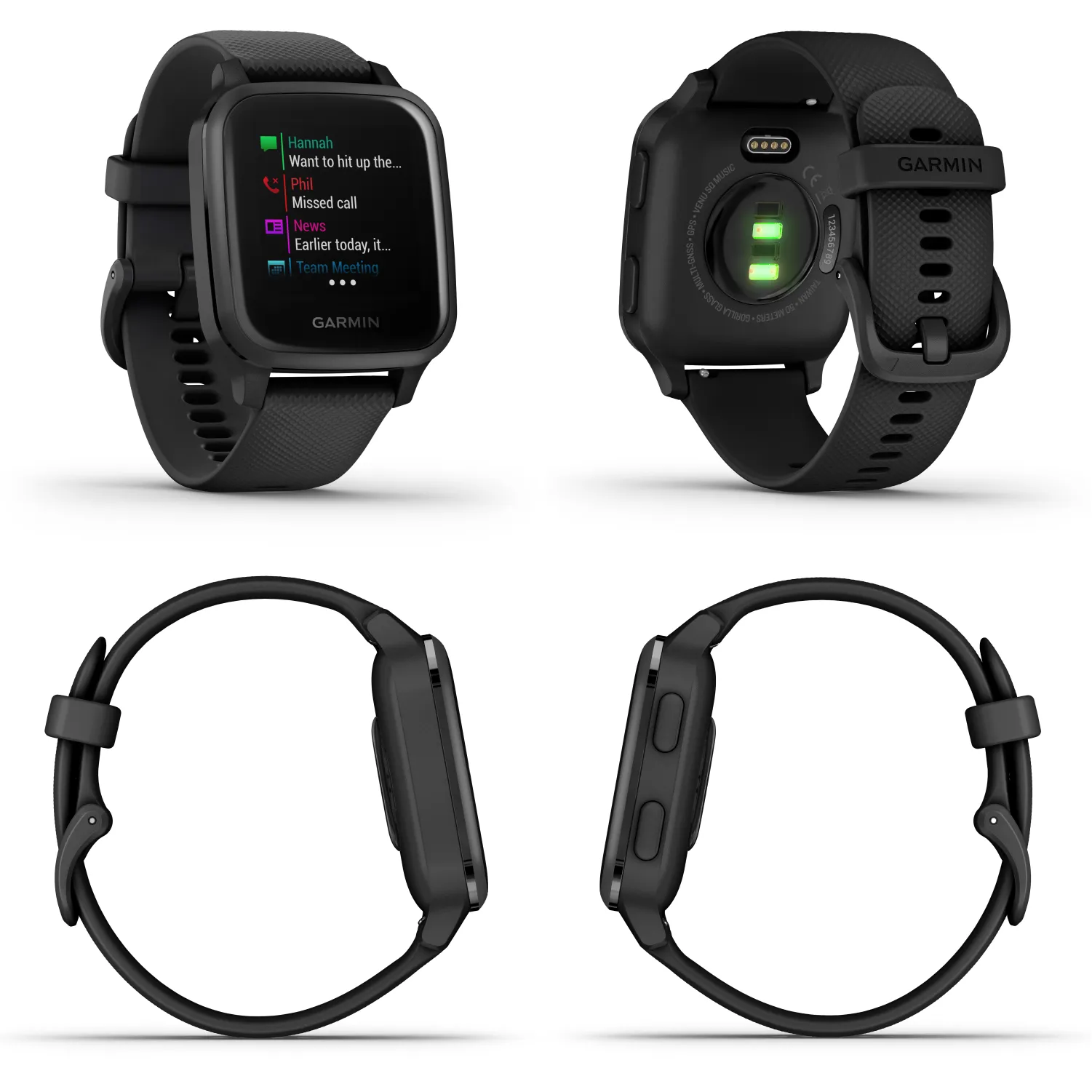 Garmin Venu Sq Music with Wearable4U EarBuds with Charging Power Bank Case Bundle