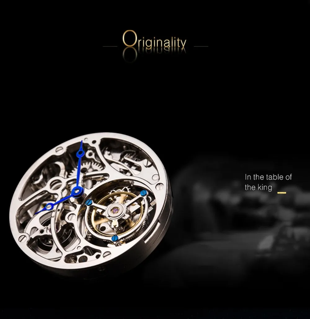 Genuine Tourbillon Watch  with circulating cage,  Swiss design and comes with various dial colours 42mm