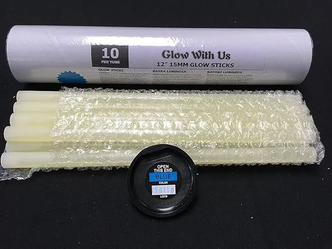 Glow Sticks Bulk Wholesale, 250 12” Blue Industrial Grade Jumbo Light Sticks, Bright Color, Glow 14 Hrs, Safety Glow Stick w/ 3-year Shelf Life, Ideal for Camping & Emergency, GlowWithUs Brand
