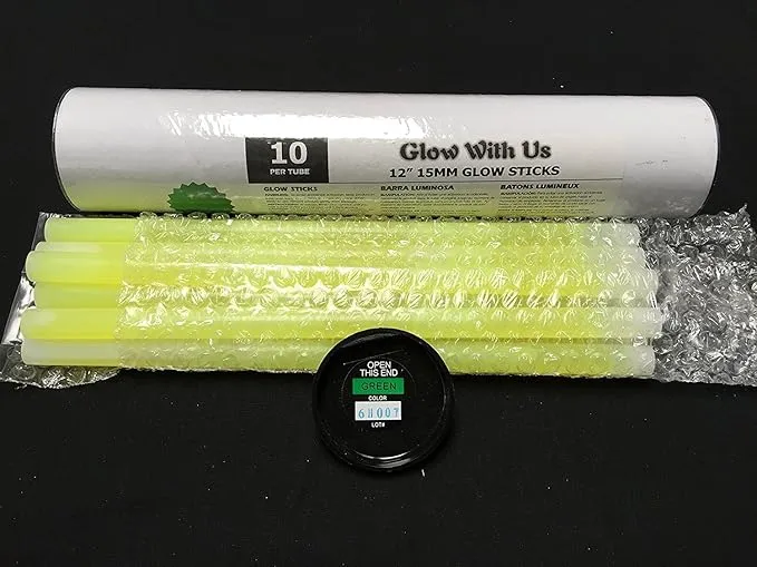 Glow Sticks Bulk Wholesale, 250 12” Green Industrial Grade Jumbo Light Sticks, Bright Color, Glow 14 Hrs, Safety Glow Stick w/ 3-year Shelf Life, Ideal for Camping & Emergency, GlowWithUs Brand