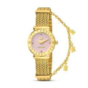 Guy Laroche Betty Ladies Pink Dial Gold Plated Watch