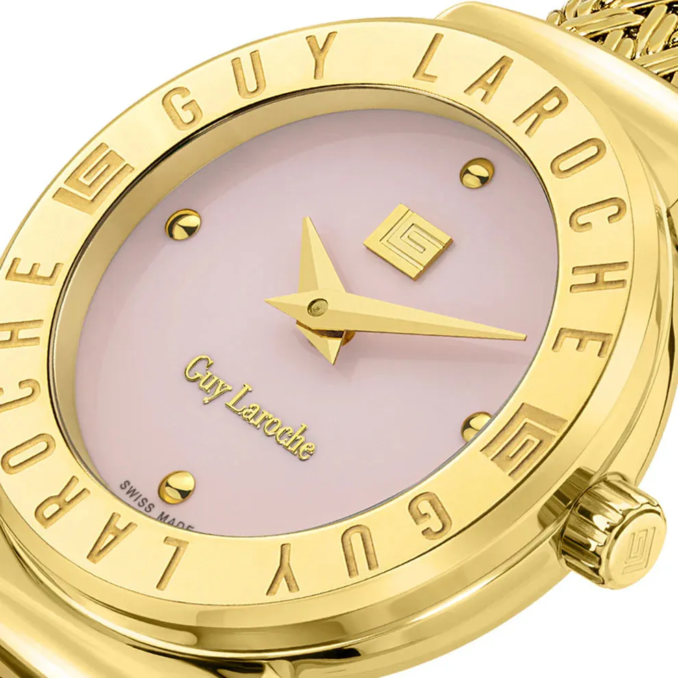 Guy Laroche Betty Ladies Pink Dial Gold Plated Watch