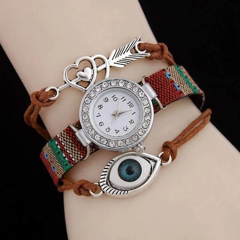 Heart Arrow Eye Vintage Quartz Bracelet Watch