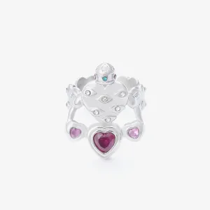 Heart Motif Gemstone Ring