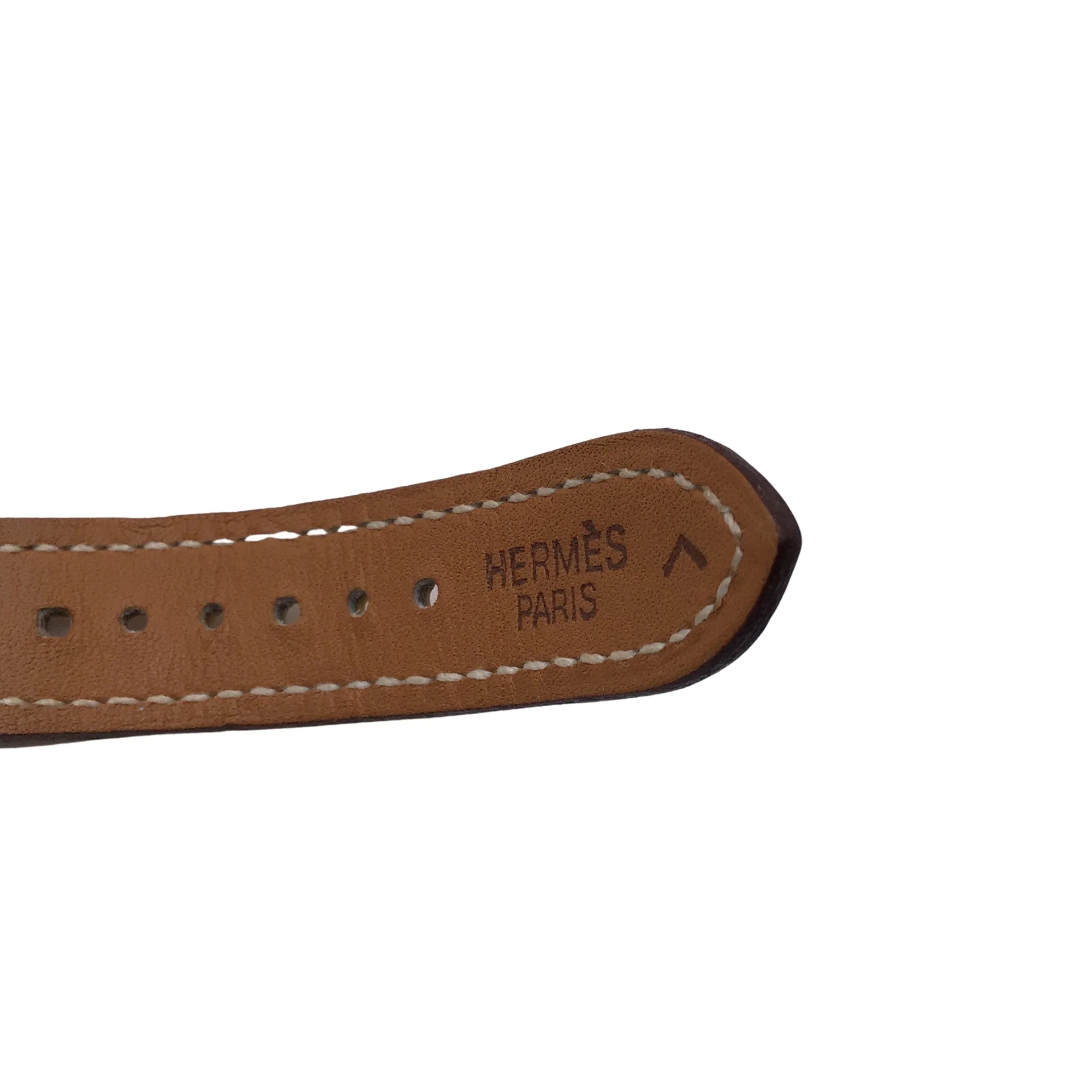 Hermes 2004 Tan / Gold Plated Crocodile Skin Leather 21mm Heure H Watch