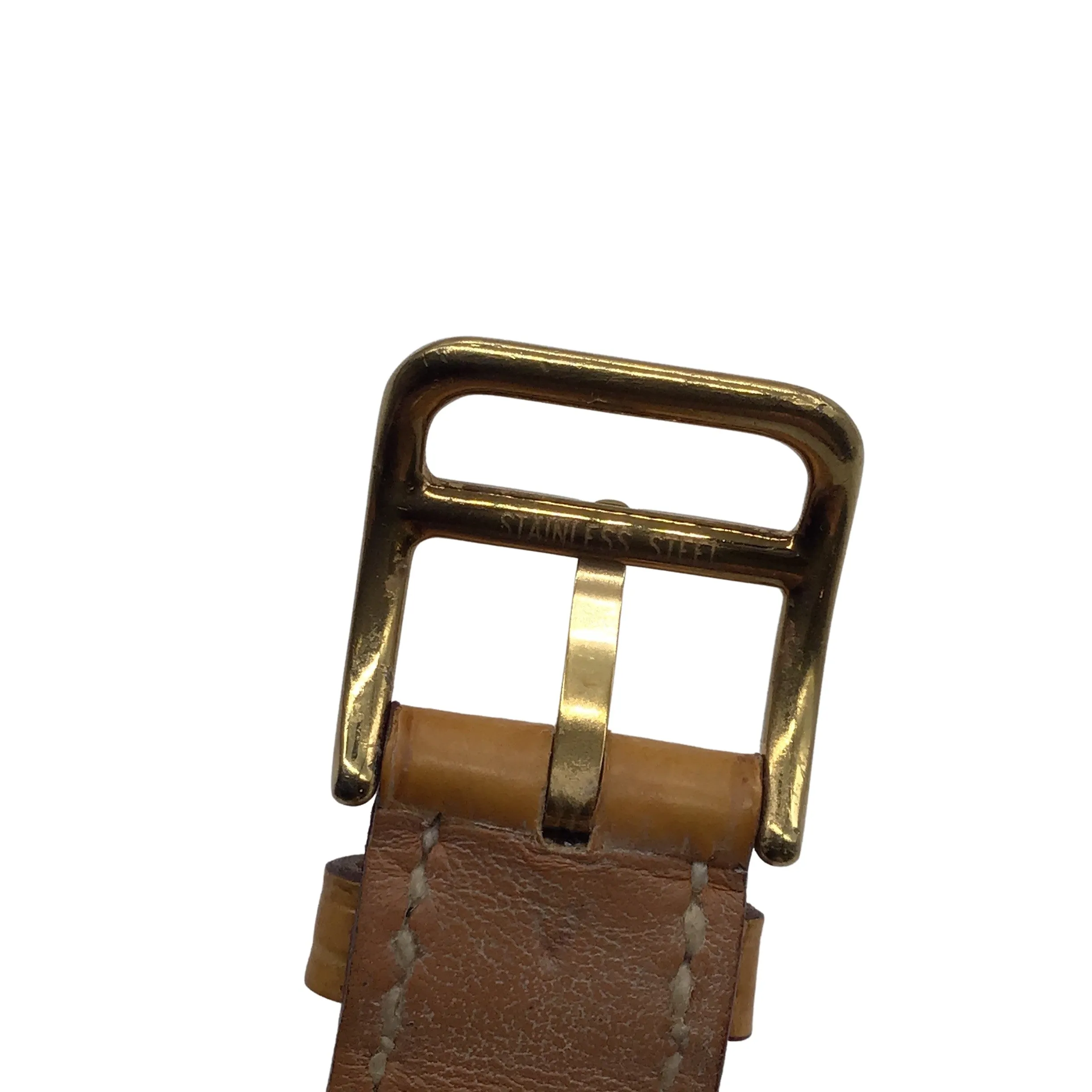 Hermes 2004 Tan / Gold Plated Crocodile Skin Leather 21mm Heure H Watch