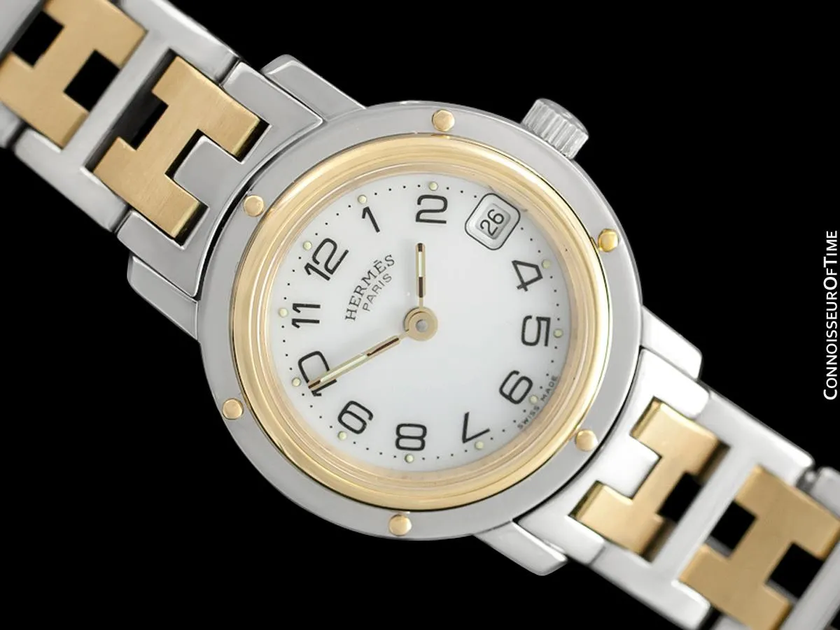 Hermes Ladies Clipper 2-Tone Quartz Watch - Stainless Steel & 18K Gold Plated