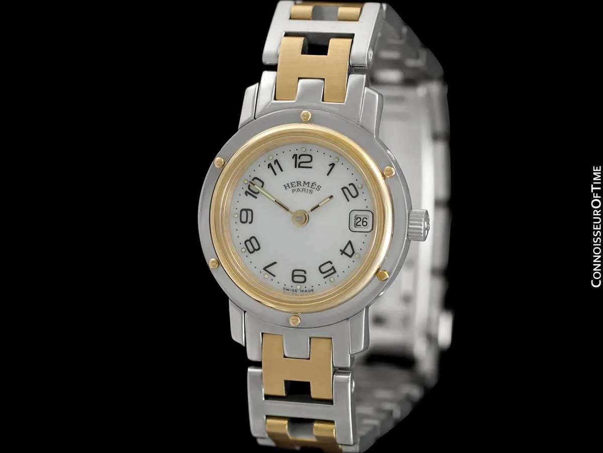 Hermes Ladies Clipper 2-Tone Quartz Watch - Stainless Steel & 18K Gold Plated