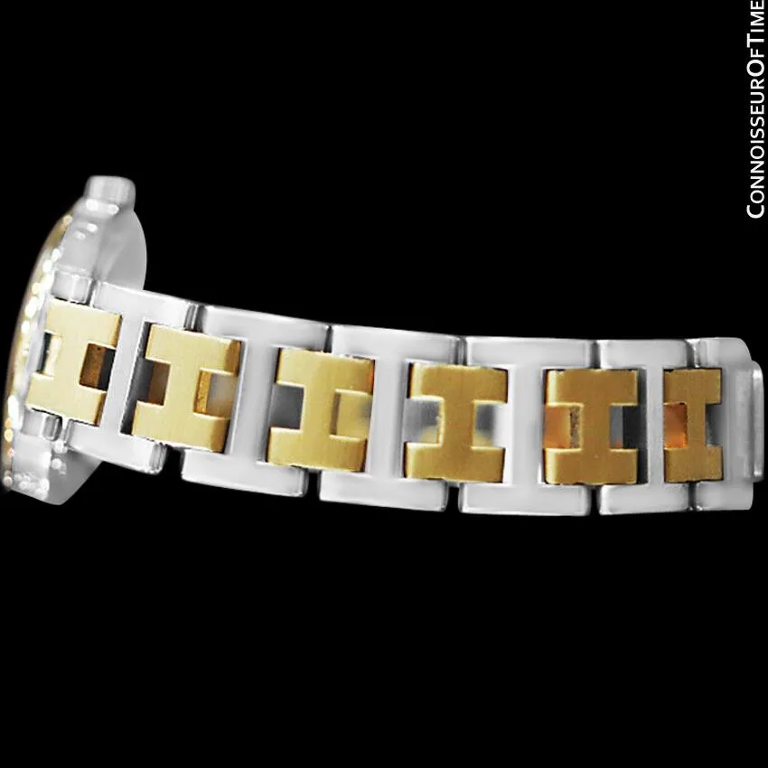 Hermes Ladies Clipper 2-Tone Quartz Watch with Dark Wine Dial - Stainless Steel & 18K Gold Plated
