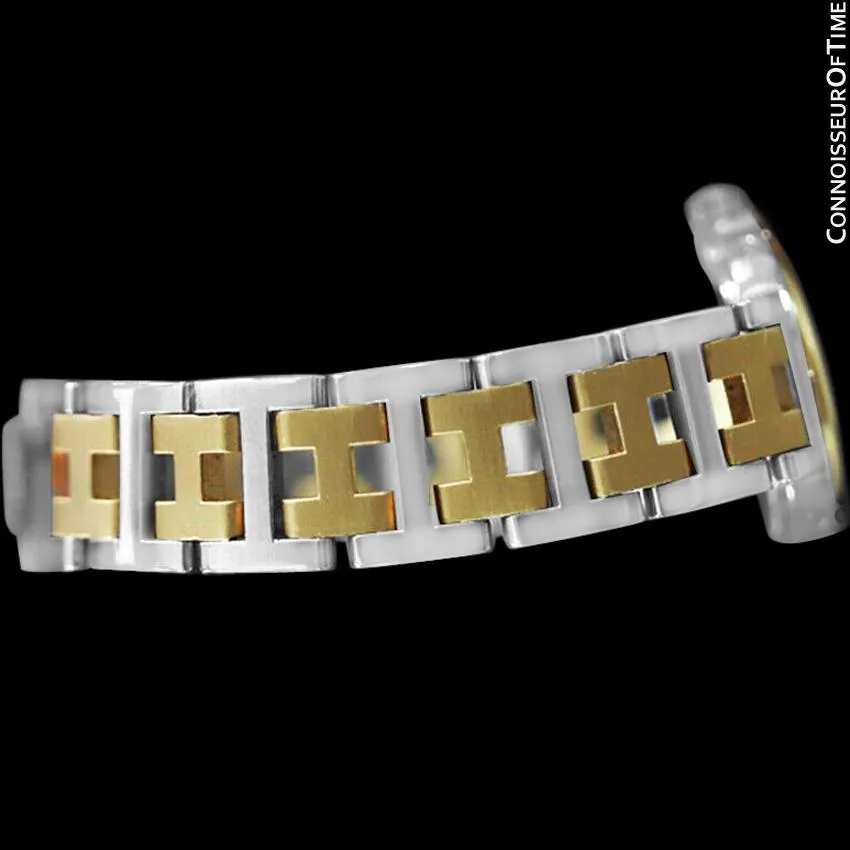 Hermes Ladies Clipper 2-Tone Quartz Watch with Dark Wine Dial - Stainless Steel & 18K Gold Plated