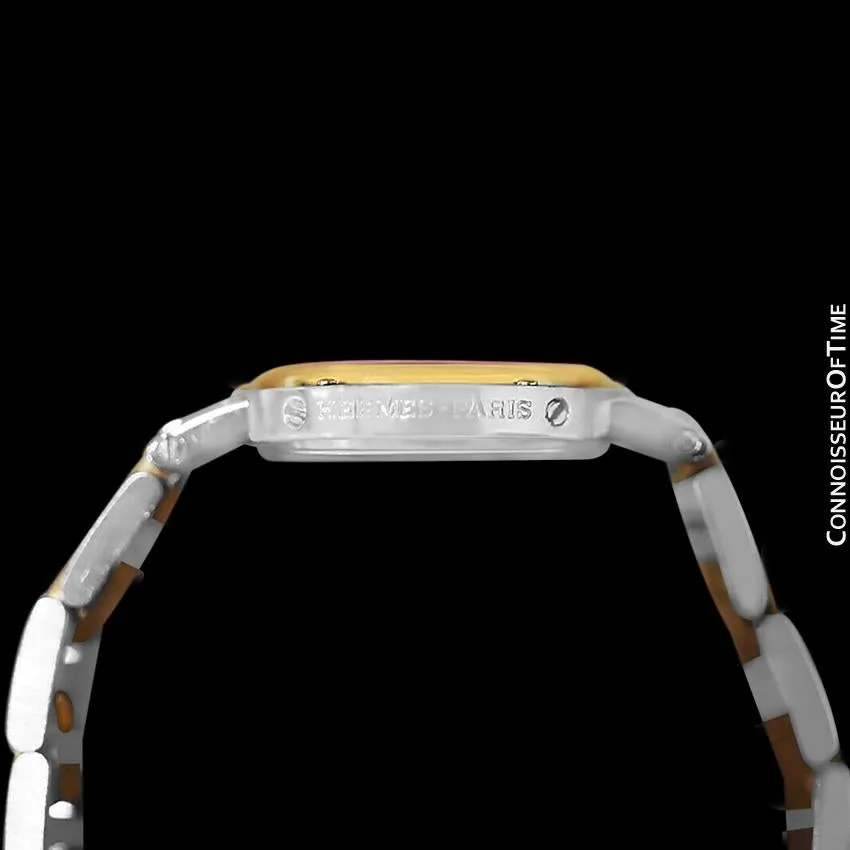 Hermes Ladies Clipper 2-Tone Quartz Watch with Dark Wine Dial - Stainless Steel & 18K Gold Plated
