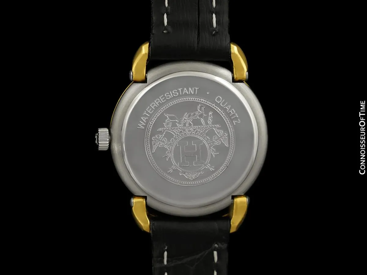 Hermes Pullman Ladies Cream Dial Watch with Date - 18K Gold Plated & Stainless Steel