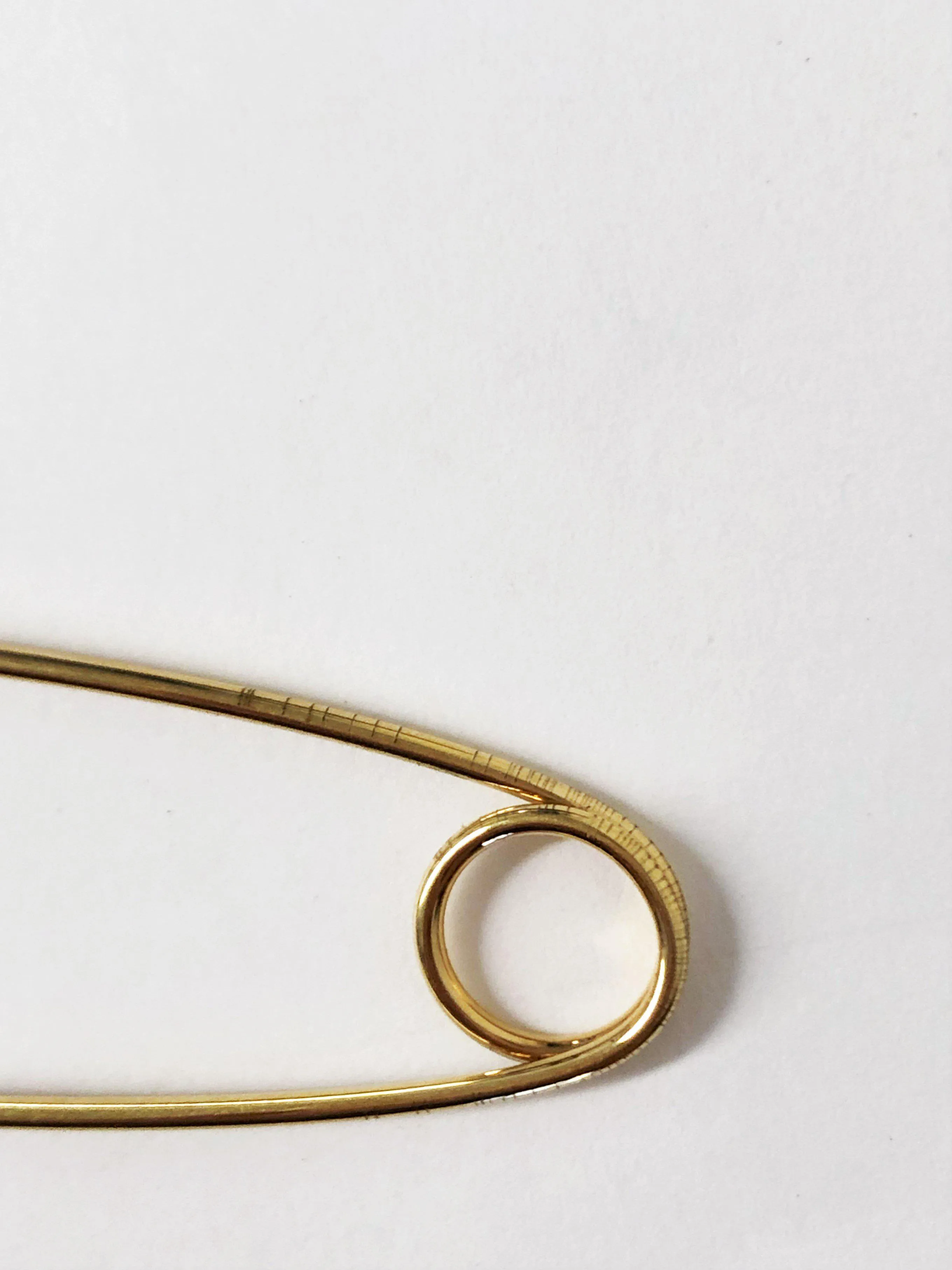 Hillier Bartley Tiger's Eye Round Safety Pin Brooch 24k Gold-Plated Brass