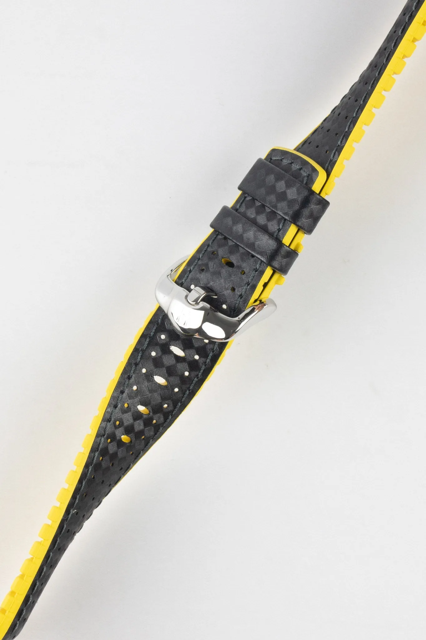 Hirsch AYRTON Carbon Embossed Performance Watch Strap in BLACK / YELLOW