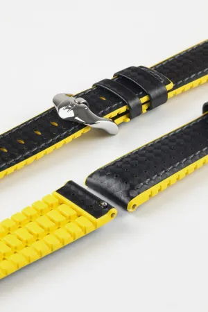Hirsch AYRTON Carbon Embossed Performance Watch Strap in BLACK / YELLOW
