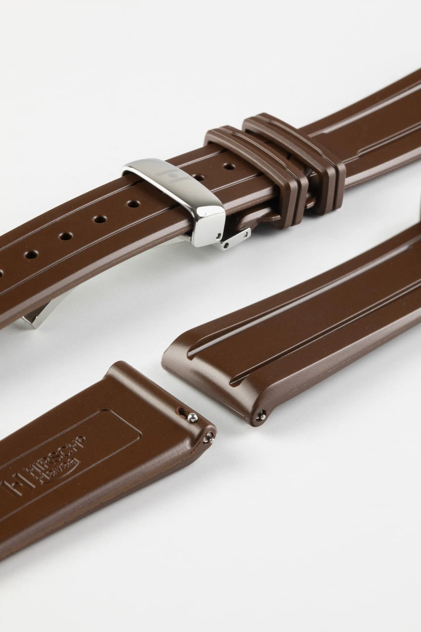 Hirsch HEVEA Natural Rubber Waterproof Watch Strap in BROWN