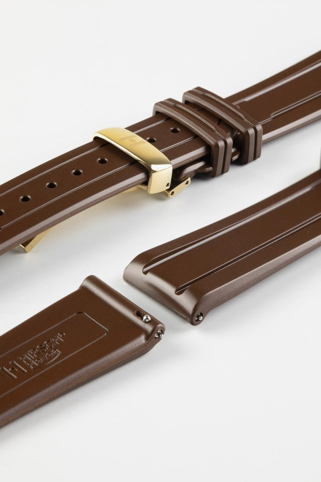 Hirsch HEVEA Natural Rubber Waterproof Watch Strap in BROWN