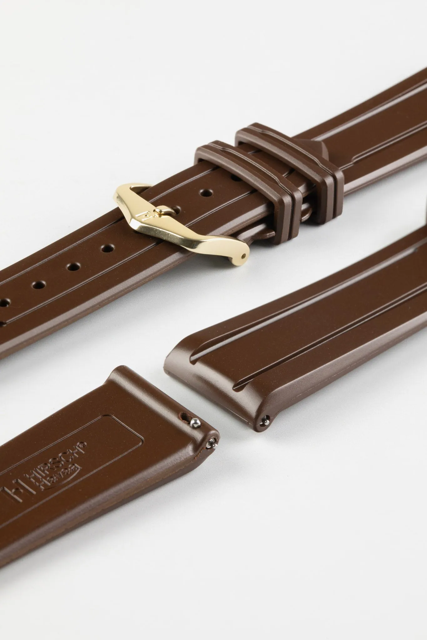 Hirsch HEVEA Natural Rubber Waterproof Watch Strap in BROWN
