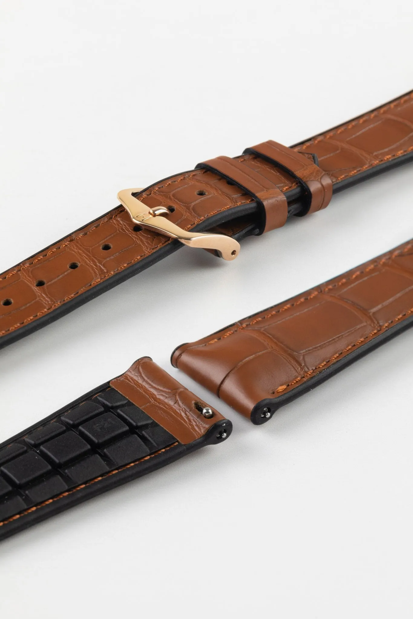 Hirsch IAN Louisiana Alligator Leather Performance Watch Strap - GOLD BROWN