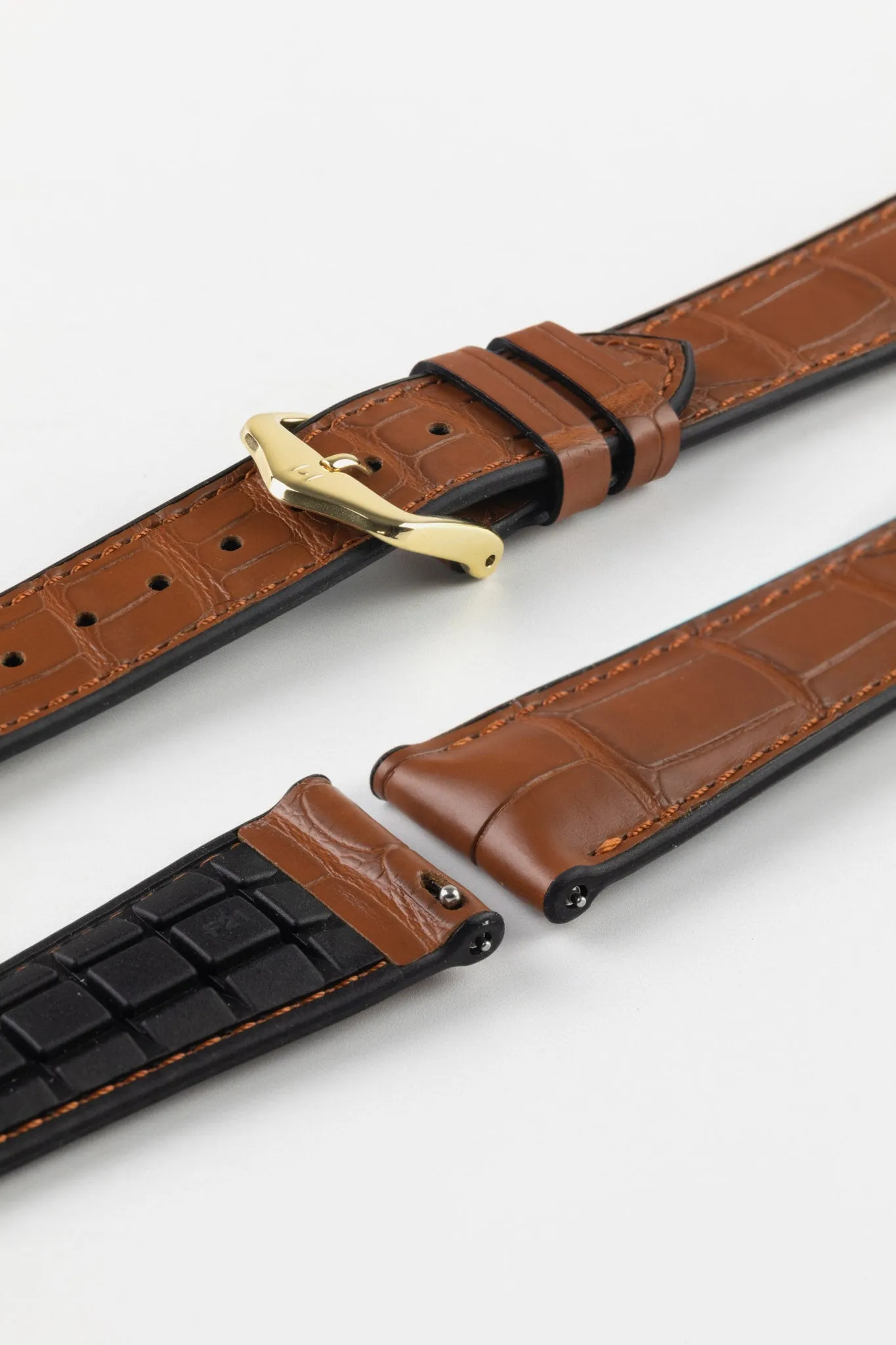 Hirsch IAN Louisiana Alligator Leather Performance Watch Strap - GOLD BROWN