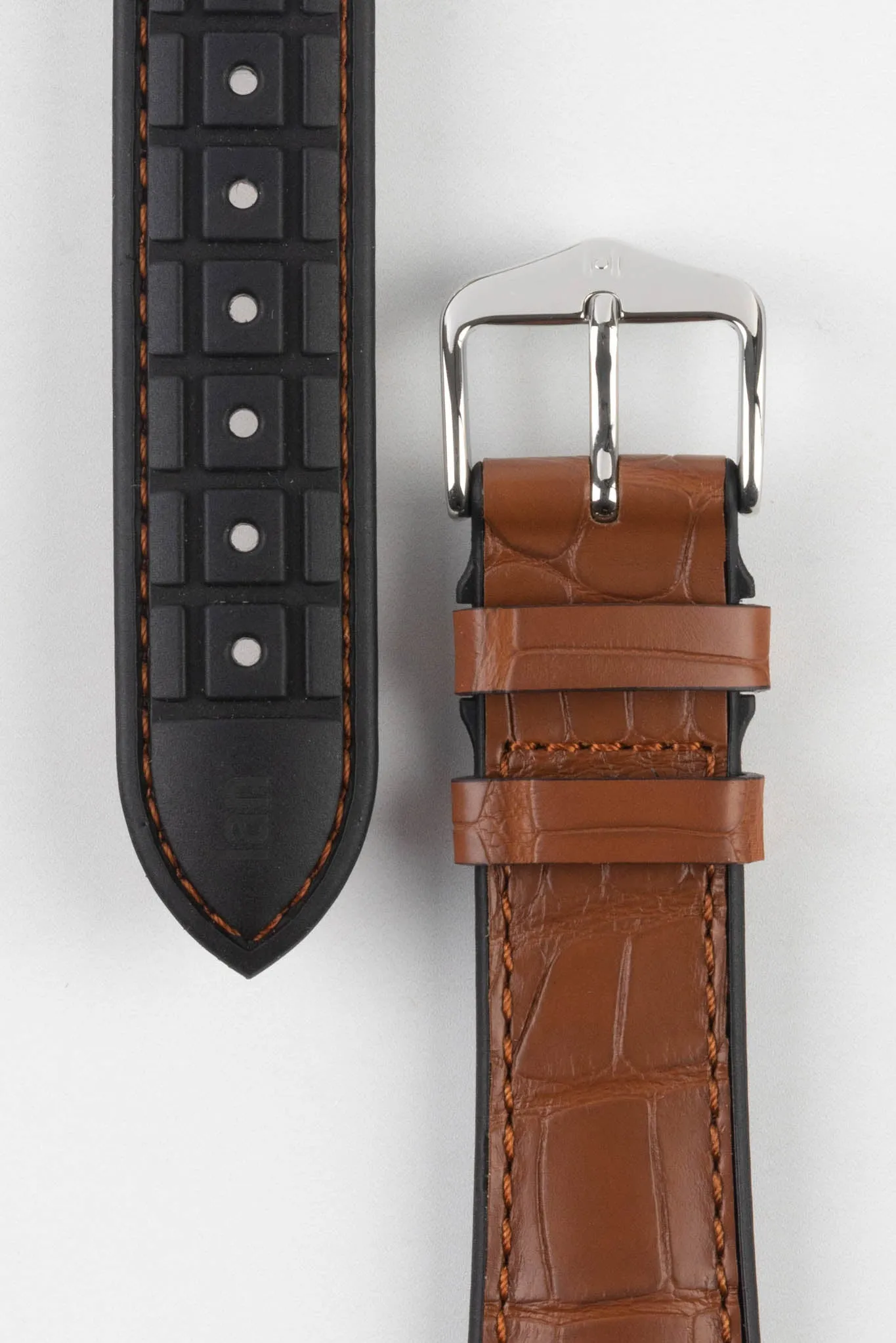 Hirsch IAN Louisiana Alligator Leather Performance Watch Strap - GOLD BROWN